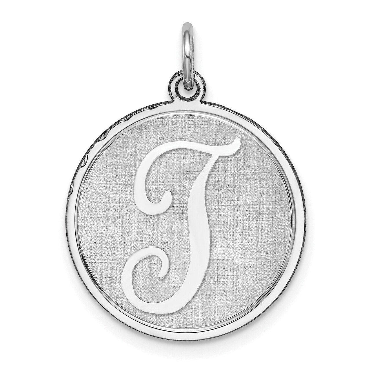 Sterling Silver Brocaded Initial Capital T Charm Jewerly 27mm x 20mm